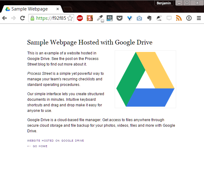 how to host website on google drive